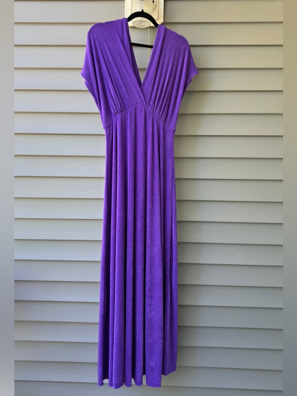 24 Seven Purple Ribbed Maxi Dress Women’s XL Flowing Silhouette